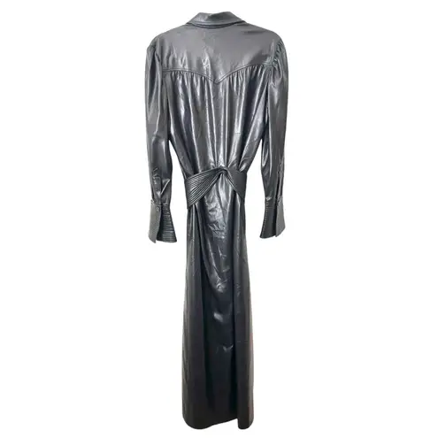 NANUSHKA Vegan Leather Tie Front Maxi Dress Black Sz Small