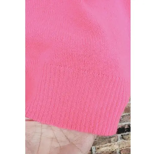 360 Cashmere  Jolene Neon Cashmere Pullover Sweater BARBIE PINK Large