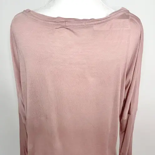 LA Made New  Long Sleeve Pocket Top Soft Modal Knit Dropped Shoulder Pink