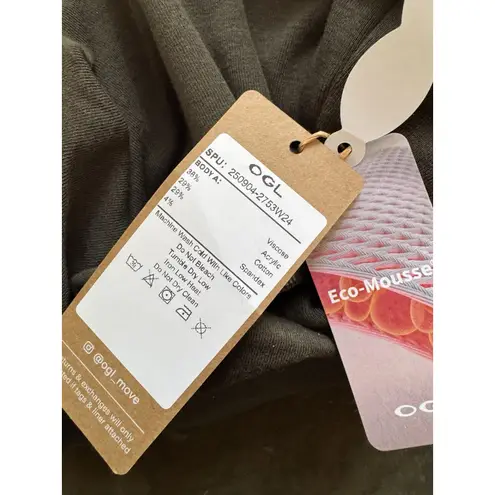 NWT OGL Light Warm Round Neck Ruched Side Top Women’s Size Small Moss Green