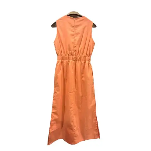 Orange RACHEAL DRESS Size Small Double Split Side Pockets Sleeveless Zip Lined