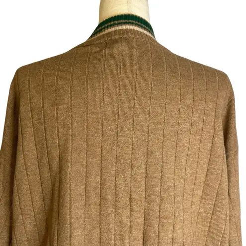 Monrow Wool Cashmere Varsity Camel Lounge Cardigan Sweater Size Small HJ0208