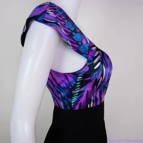 Perception New York peacock print empire waist scoop neck dress, 10 Purple