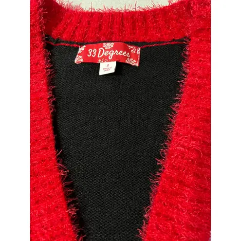 33 Degrees Ugly Christmas Cardigan Sweater Womens Small Holiday Party Black
