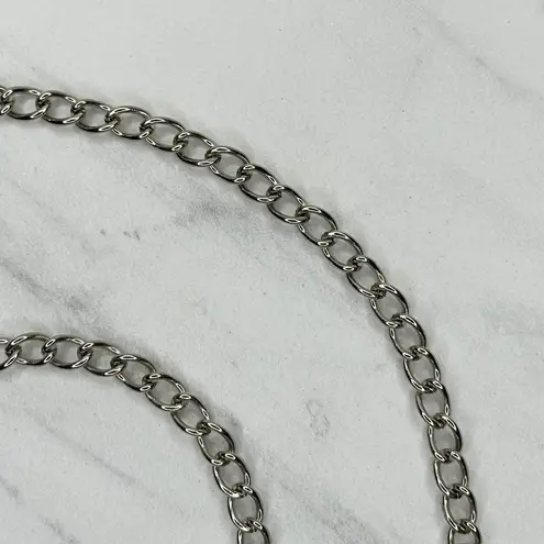 Heart Concho Silver Tone Chain Link Belt Black White Y2K Small/Medium S/M ✨