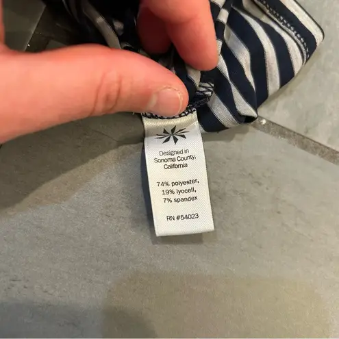 Athleta  Essence Navy Gray Stripe Racerback Tank Top