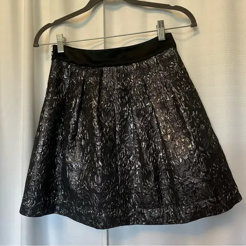 Guess by Marciano Guess Marciano Skirt Y2K Floral Black Metallic Foil Silver Party Size 0 Pockets