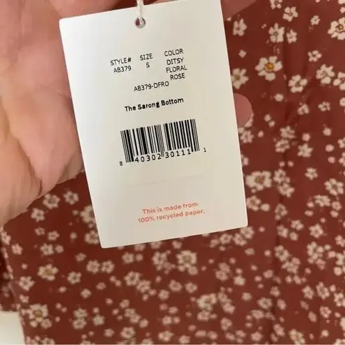 ANDIE NWT Ditsy Floral Rose Sarong Swim Cover Up Side Tie Bottom S Pink #3416