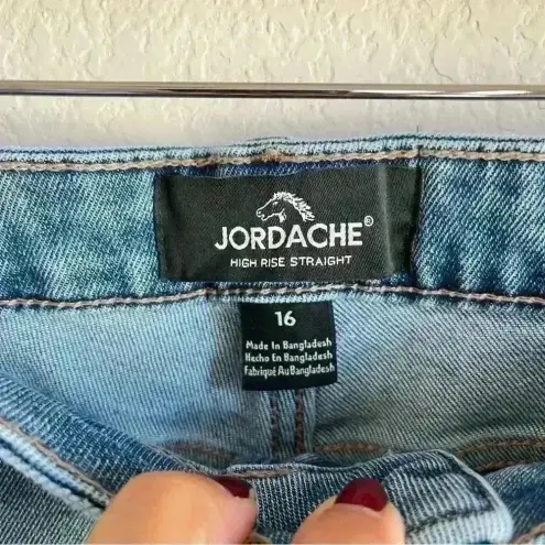 Jordache  Women’s High‎ Rise Straight Raw Hem Blue Cropped Jeans Size 16
