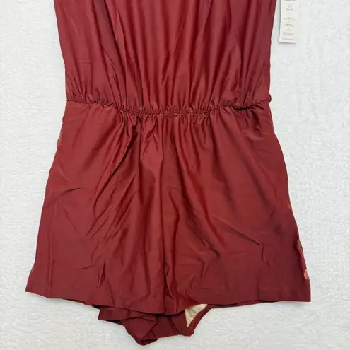 NWT Honey mark. Sage Romper Terracotta Medium Women Modest Swimsuit Beach Brown