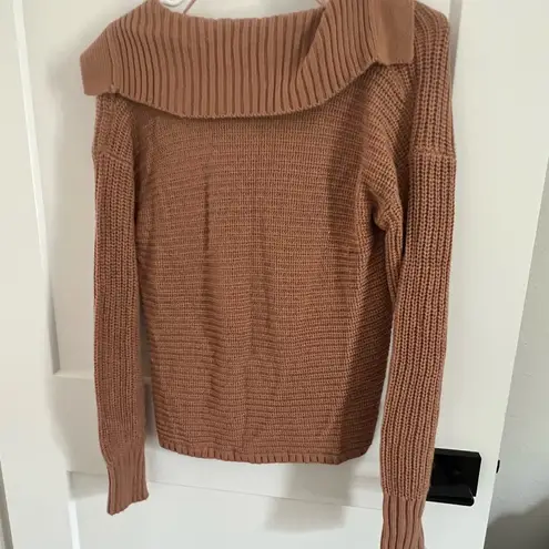 Brave Soul Tan V-Neck Sweater Ribbed Knit