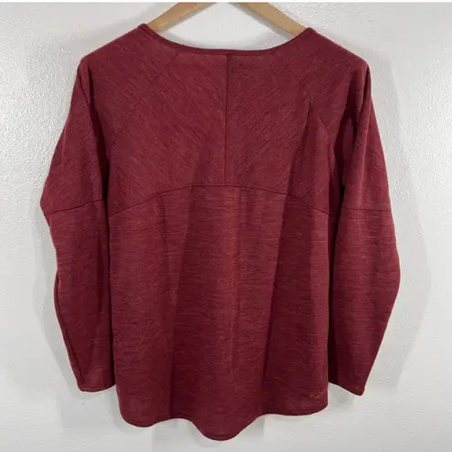 Kuhl Womens Virgin Wool Blend Long Sleeve Top Red Scoop Neck Pullover Size Large
