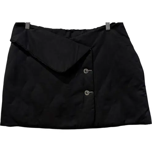 NWT Dion Lee Quilted Canvas Wave Mini Skirt Black Asymmetric Wrap AUS 14 US 10