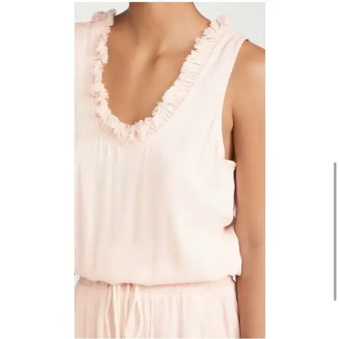 Ramy Brook NEW! Powder Pink Ray Jumpsuit Fringe Neckline Ankle Cuffs Size XS
