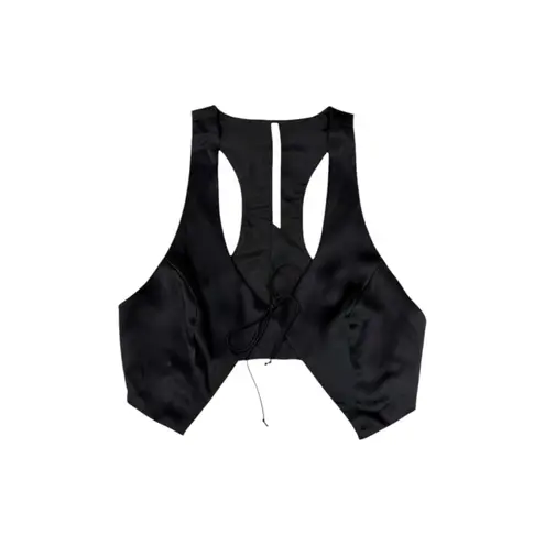 ARE YOU AM I Kih Silk Satin Vest, Black, XS Black