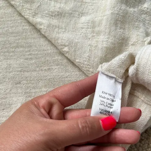 Coldwater Creek Cream Cardigan Sweater Crotchet Detail Boho Women’s XL 16 Y2K