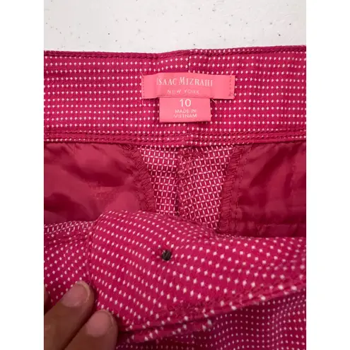 Isaac Mizrahi New York Shorts Magenta Polka Dot Pockets Career Casual Size 10