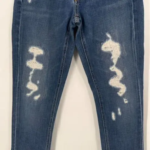 J Crew Women's Vintage Matchstick Frayed Distressed Jeans Blue Size 27 Short