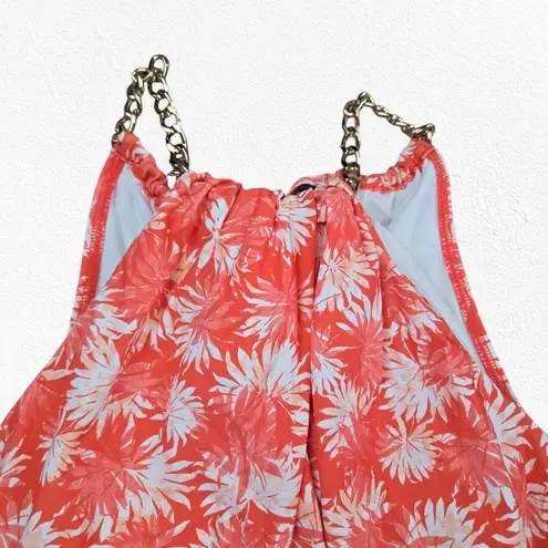 Michael Michael Kors Coral Orange Pink Tropical Tankini Halter Swim Top Size XS