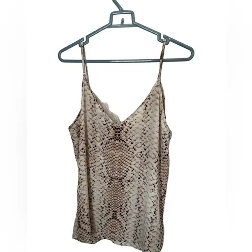 Rachel Zoe  Snakeskin Print Lace Trim Tank