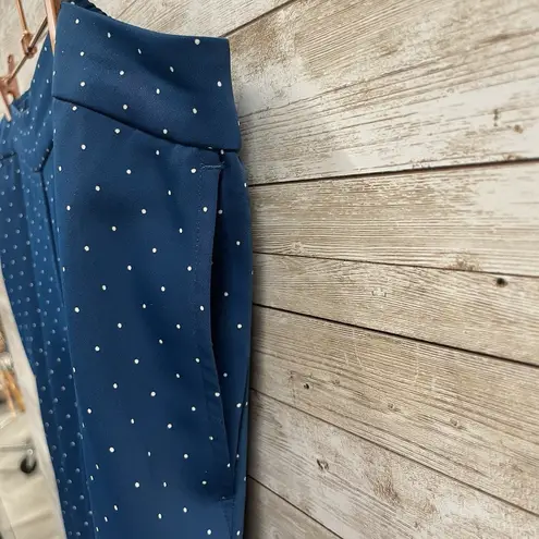 J. Jill Womens XL *READ Pants Wide Leg Pull On Comfort Blue AOP White Polka Dots