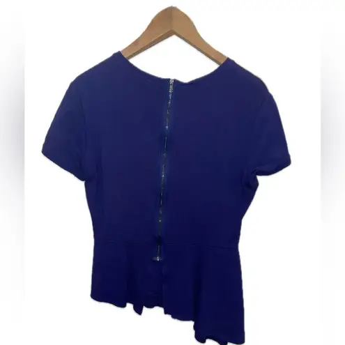 BCBG Max Azria Harlee Peplum Asymmetrical Top Blue Purple Size Large