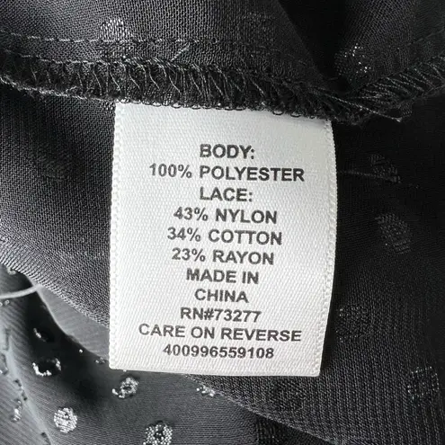 Elle Sheer Lace Black Long Sleeve Blouse Women’s Size Small Polka dot