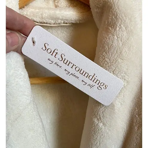 Soft Surroundings NWT Belted Robe Womens Ecru Cream Amalia Medium Soft Cozy
