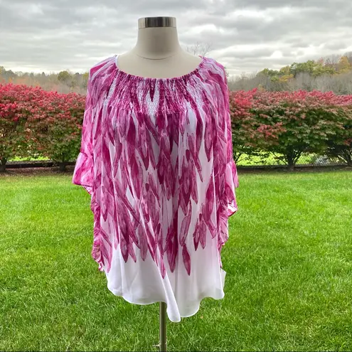 Alfani Falling Feathers Watercolor Angel Wing Chiffon Blouse