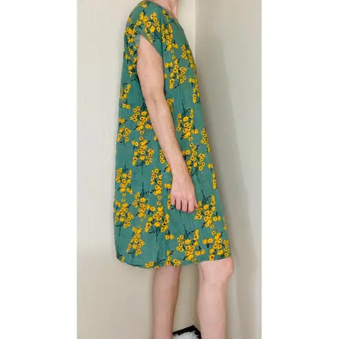 Emery Rose Green & Yellow Floral Mini Shirt Dress