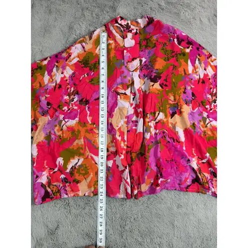 NWT Blank London Floral Open Front Kimono Shrug Cover Up One Size ALL Colorful Pink Size XL