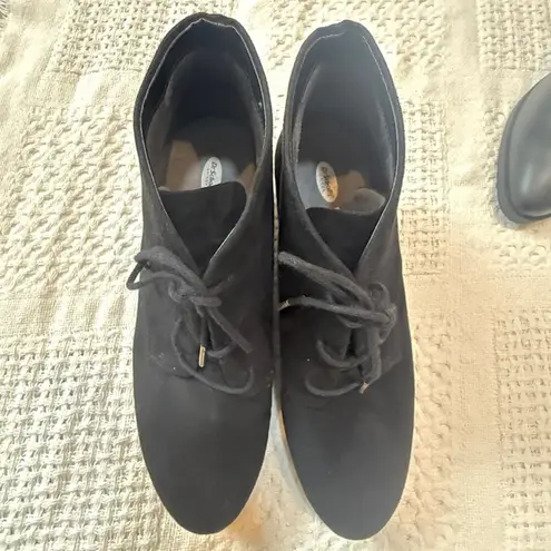 Dr. Scholl's 10 Ceelia faux suede wedge lace up ankle boot 2587 Black