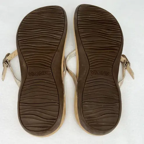Vionic Ricci Orthotic Leather Thong Sandals 10 Gold