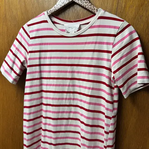 Pomander Place Gio Stripe Short Sleeve Long Maxi Dress Red Pink Small S