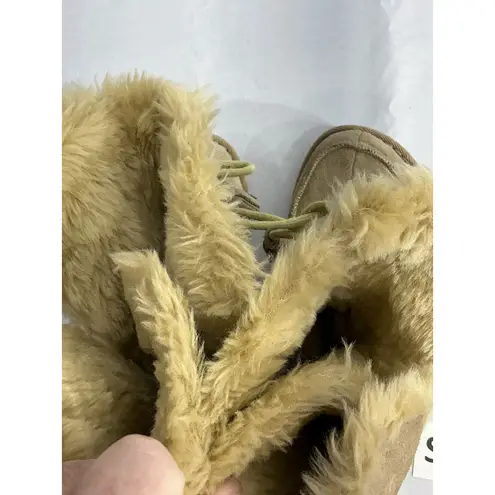 Womans Earth Shoe Miami Size 6 Tan Lined Lace Moccasin Mid calf Boots Brown