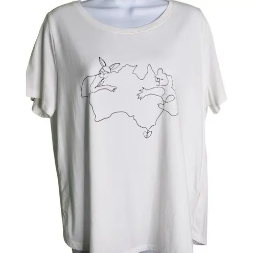The Art Anthropologie Cassandra Anderson Australia Graphic T Shirt L 100 Cotton White Size L