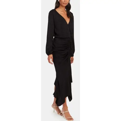 Krisa Black Long Sleeve High Low Surplice Dress Sz. XS