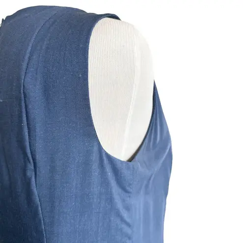 Akris Punto A Line Sleeveless Wool High Neck Ombre Colorblock Dress Blue Navy 8