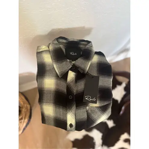 Rails Hunter Plaid Button Up Shirt, Long Sleeve, 90's Black/White, Small, NWT - Image 4