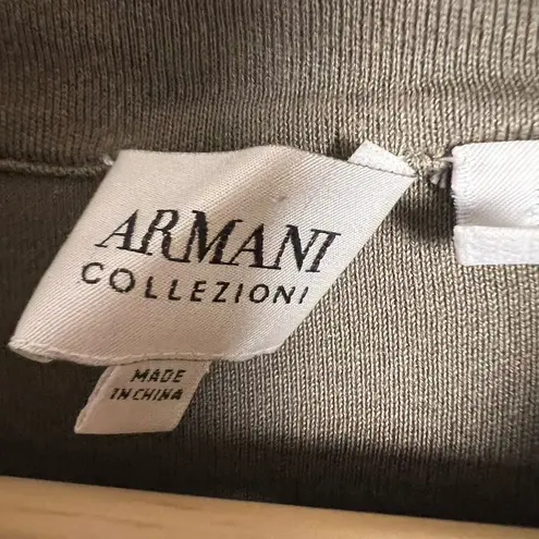 Armani Collezioni Olive Green Silk Blend Quarter Zip Pullover Sweater Size Large