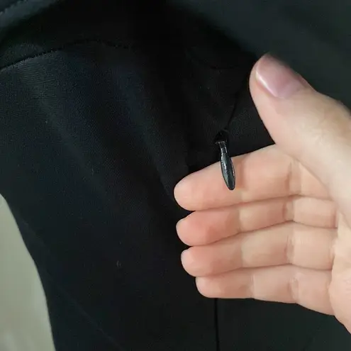 Tadashi Shoji Tadashi handkerchief hem pieced plunge neck cap sleeve eventing dress in black