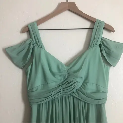 Pinkblush NWT Light Olive Chiffon Cold Shoulder Maternity Evening Gown