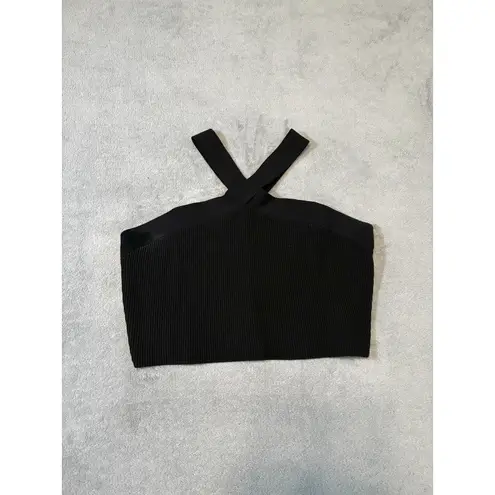 Babaton Aritzia Sculpt Knit Criss Cross Cropped Tank Top Black 2XL