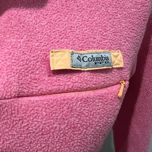 Women’s Columbia PFG pink and orange fleece pullover 1/4 button up size M G33 Size M