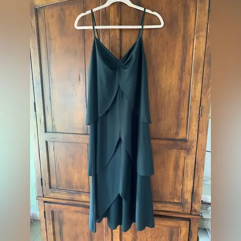 Vintage | 1970’s Leslie J Tulip Drape Disco Dress Black Size Medium