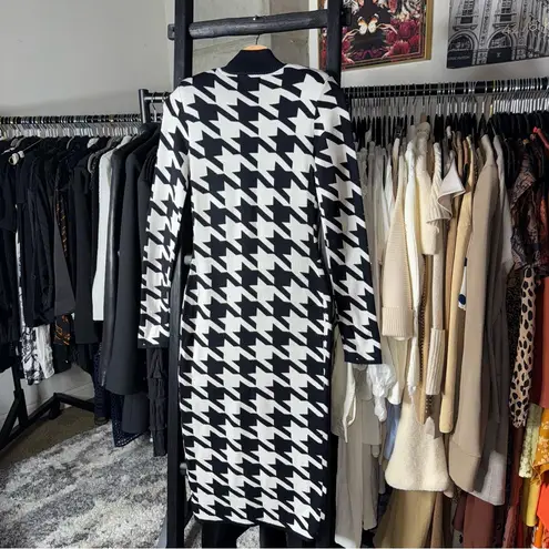 Sergio Hudson x Target Black Houndstooth Strong Shoulder Sweater Midi Dress Size XXS