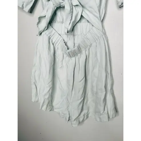 THAKOON COLLECTIVE Light Mint Green Linen Blend Tie Waist Romper Size 4