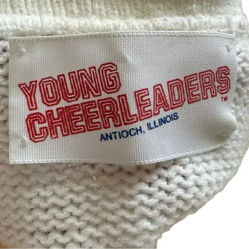 Vintage White Yellow Stripe Knit Short Sleeve Collar Shirt Young Cheerleader Size M