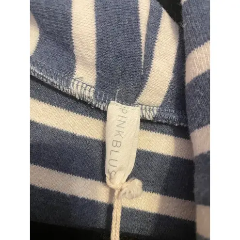 Pinkblush Striped Open Front Cardigan Sweater Women's Blue White Gray