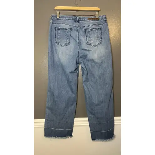 Standards & Practices Jeans Womens 32 Light Blue Cropped Raw Hem Side Snap Size undefined